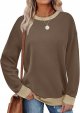 Women's Sweatshirt Crew Neck Long Sleeve Loose Color Matching