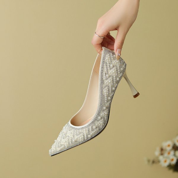 Women's Rhinestone Pearl Fashion High Heels