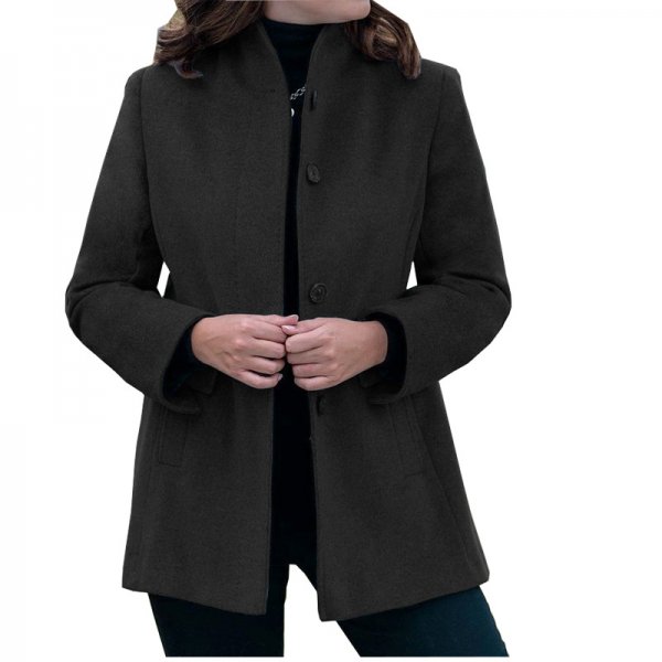 Autumn And Winter Simplicity Long Sleeve Lapel Button Slim-fit Woolen Coat Women