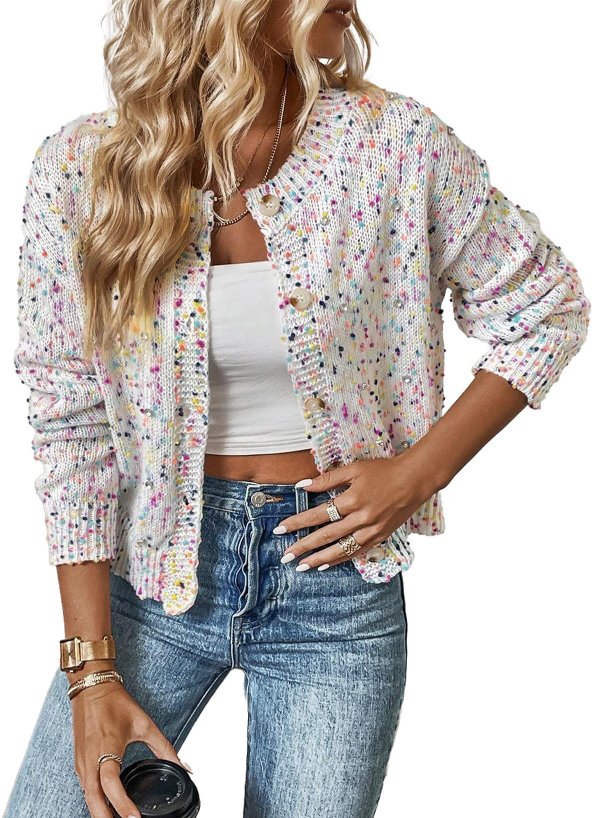 Colorful Knitted Cardigan Fashionable All-matching Single-breasted Sweater