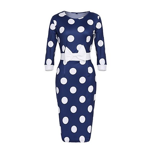 Women vintage dress, dot, print, slim