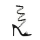 New Black Gold 11cm Stiletto Heel Small Round Toe Satin Surface Rhinestone High-heeled Sandals Summer Rivet