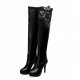 Women boots high heels knee boots boot floor white