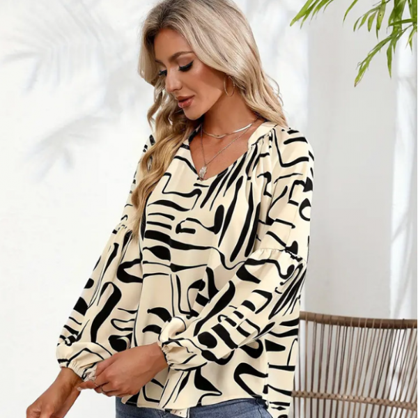 Fashion Irregular Printed Loose Top Women