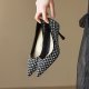 Black Rhinestone French Sheepskin Pointed Fine Heel Small High Heels