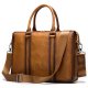 Men's Simple Solid Color Leather Briefcase