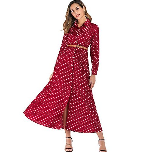 Women shirt dress, polka dot lace