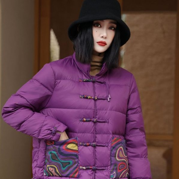 Chinese Retro Down Jacket Women's Stand Collar