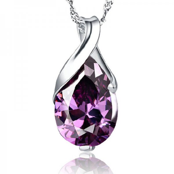 Sweet Purple Crystal Women's Necklace Angel Tears