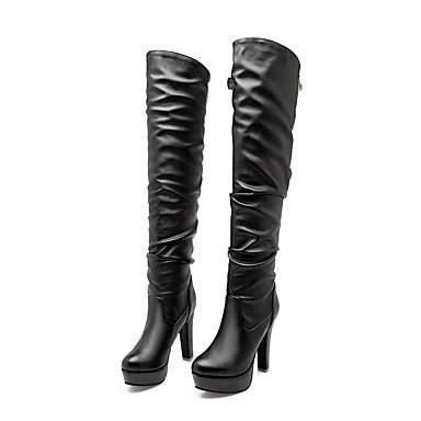 Women boots high heels knee boots boot floor white