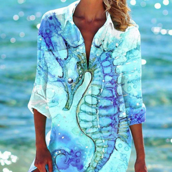 Bikini Coat Shirt Swimsuit Cardigan Women's Clothes Print Holiday Beach Shirt