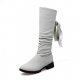 Women autumn and winter boots comfortable walking shoes with chunky knee-high boots round buckle casual dress black