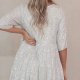 Fashionable Sequins Round Neck Loose Waist Short Sleeves And Skirt Dress