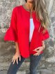 Fashion European And American Style Round Neck 34 Sleeves Short Cardigan