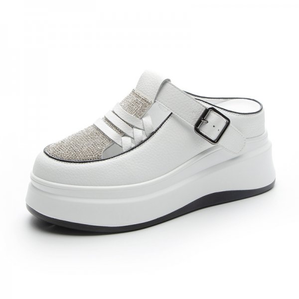 Versatile Korean Style Platform Muffin Authentic Leather Clunky Sneakers