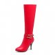 Classic women boots winter boots knee high stiletto boots rivets pointed shoes