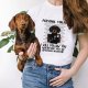 Dachshund Dog Cartoon Print Personality Loose Short Sleeve Couple T-shirt for Men and Women