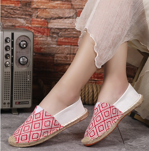 Breathable Casual Couple Ramie Sole Shoes Men And Women Fisherman Slip-on Canvas Shoes