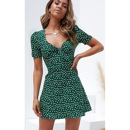 Women basic dress, polka dot lace