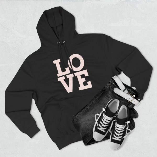 LOVE Letter Printed Round Neck Loose Hooded Sweater