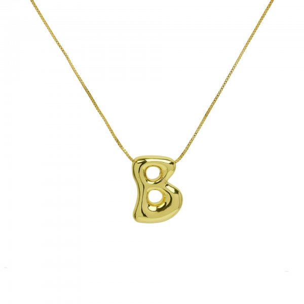 Brass Glossy Balloon English Letter Pendant Necklace