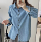 Blue Denim Shirt Jacket Women's Small Long-sleeved Top