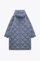 Korean Style Long Version Rhombus Hooded Cotton Jacket