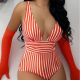 One-piece Swimsuit Sexy Stripes Swimsuit Women's Multi-color Bikini