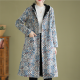 Ethnic Style Fleece-lined Thick Mid-length Hooded Jacket