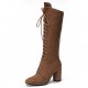 Women autumn and winter boots comfortable chunky heel knee high boots black brown lounge and Employment