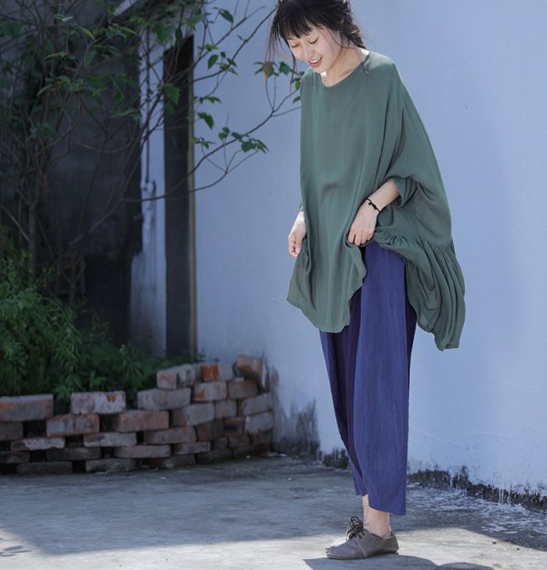 Summer Irregular Hem Smooth Pullover T-shirt Tops