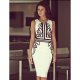 Fashion Elegant Dress, Women Geometric Print White