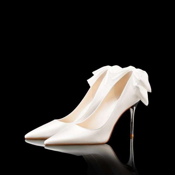 Pointed Toe Stiletto Evening Dress Shoes Bow High Heels