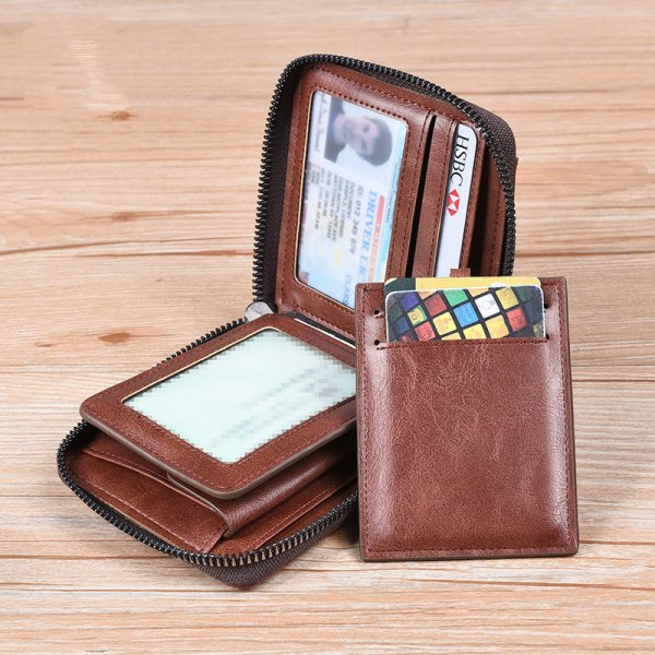 Men's Portable Multifunctional Anti-theft Brush Small Wallet