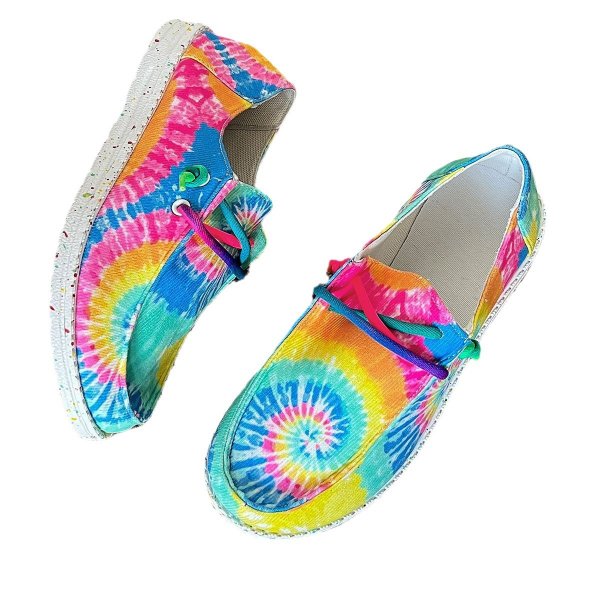 Tie-dyed Colored Canvas Shoes Casual Lace Up Lightweight Low Top