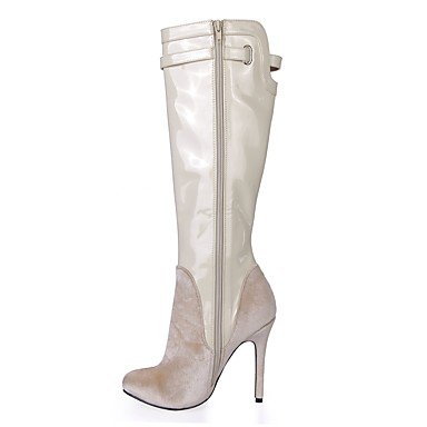 Velvet winter boots boots shoes round buckle ivory knee-high boots