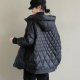 Diamond Lattice Artistic Loose White Duck Down Jacket