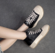 High-top Casual Sneakers First Layer Cowhide Toe Box Women's Shoes Vintage