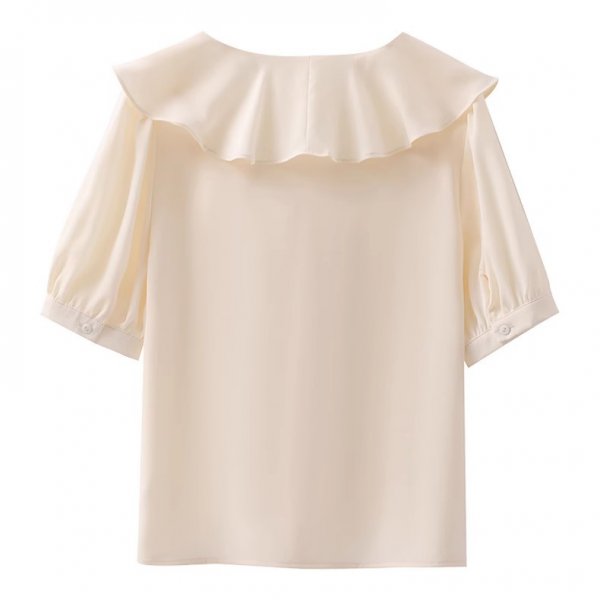 Women's French Ruffled Puff Sleeve Short Sleeve Top