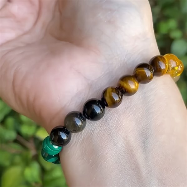 Unisex Natural Stone Citrine Dongling Stone Bracelet