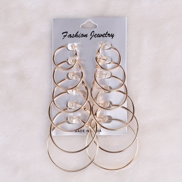 European And American Fashion Classics Versatile Personality Exaggerated Metal Hoop Earrings Suit