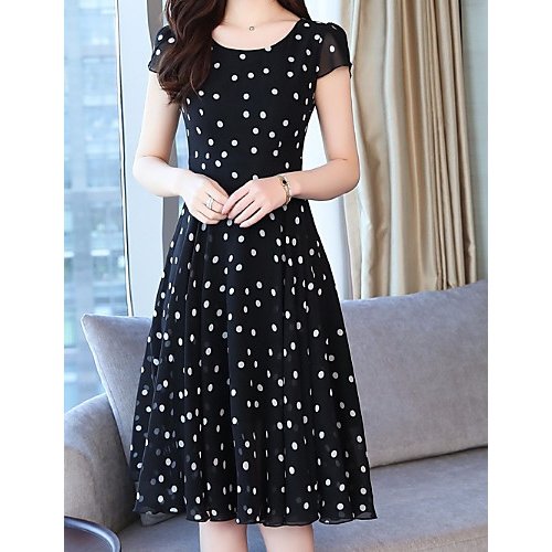 Women straight dress, dot print