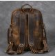 Leather Wide Shoulder Strap Travel Cowhide Backpack