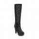 Net chunky boots fall boots knee high heel boots white