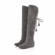 Women spring and autumn comfort snow boots with flat boots knee-high boots gray