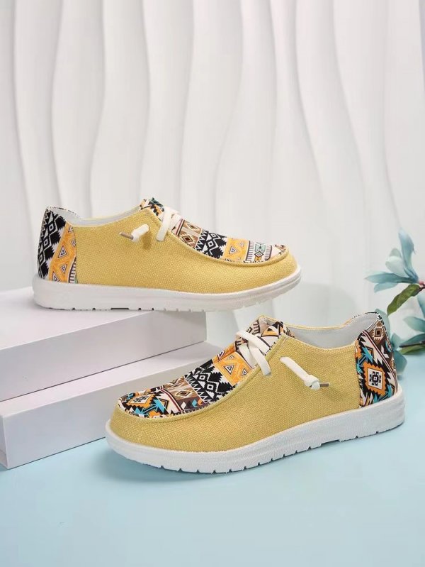 New Print Flats Shoes Summer Spring Casual Canvas Loafers For Women