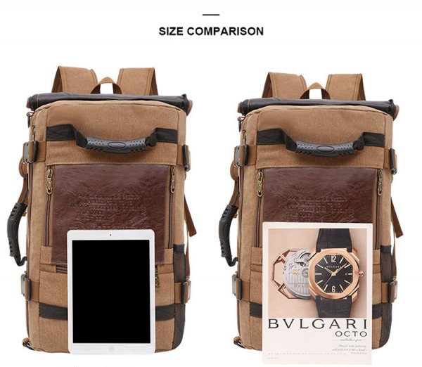 Men Canvas Backpack Huge Travel School Shoulder Computer Backpack Functional Versatile Bags Multifunctional Laptop Bag