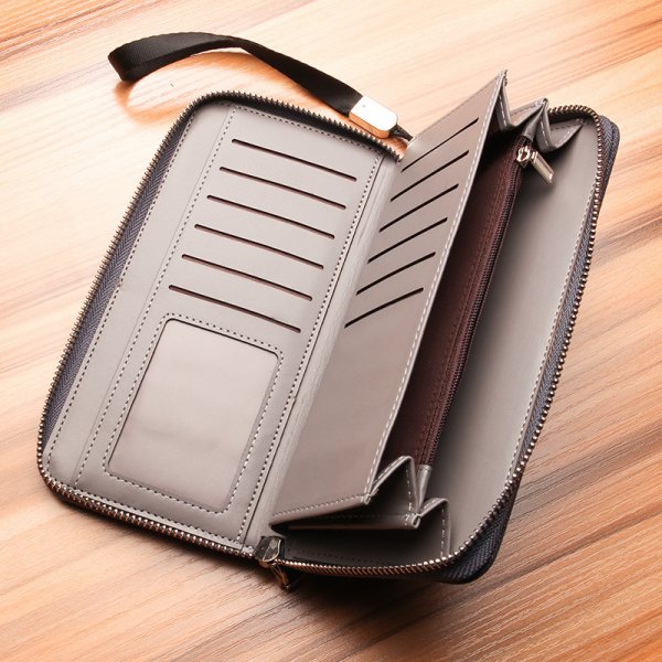 Men's Long Wallet Multi-Card Canvas Zipper Clutch