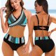 European And American Ladies Split Bikini Striped Tie-dye Hollow Bikini Swimsuit