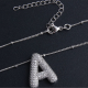 European And American Letter Necklace Inlaid With Zircon Hollow Copper White Gold Plated